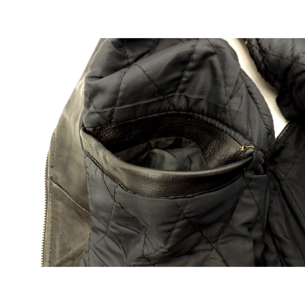 Leather Men Real Leather Heavy Black Motorcycle vest - LADIES size LARGE